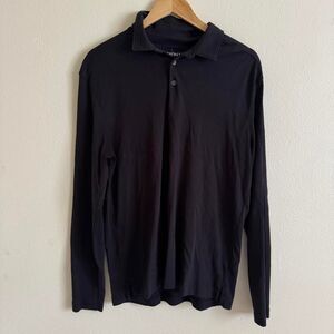 Artefact Pima Cotton Black Long Sleeve Polo Henley Shirt Size Large